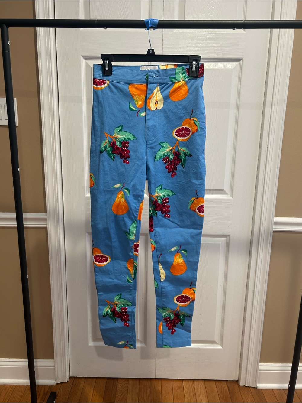 Urban Outfitters Blue Fruit Print Slim Pants